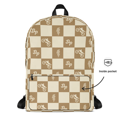 Tan Checkered Backpack