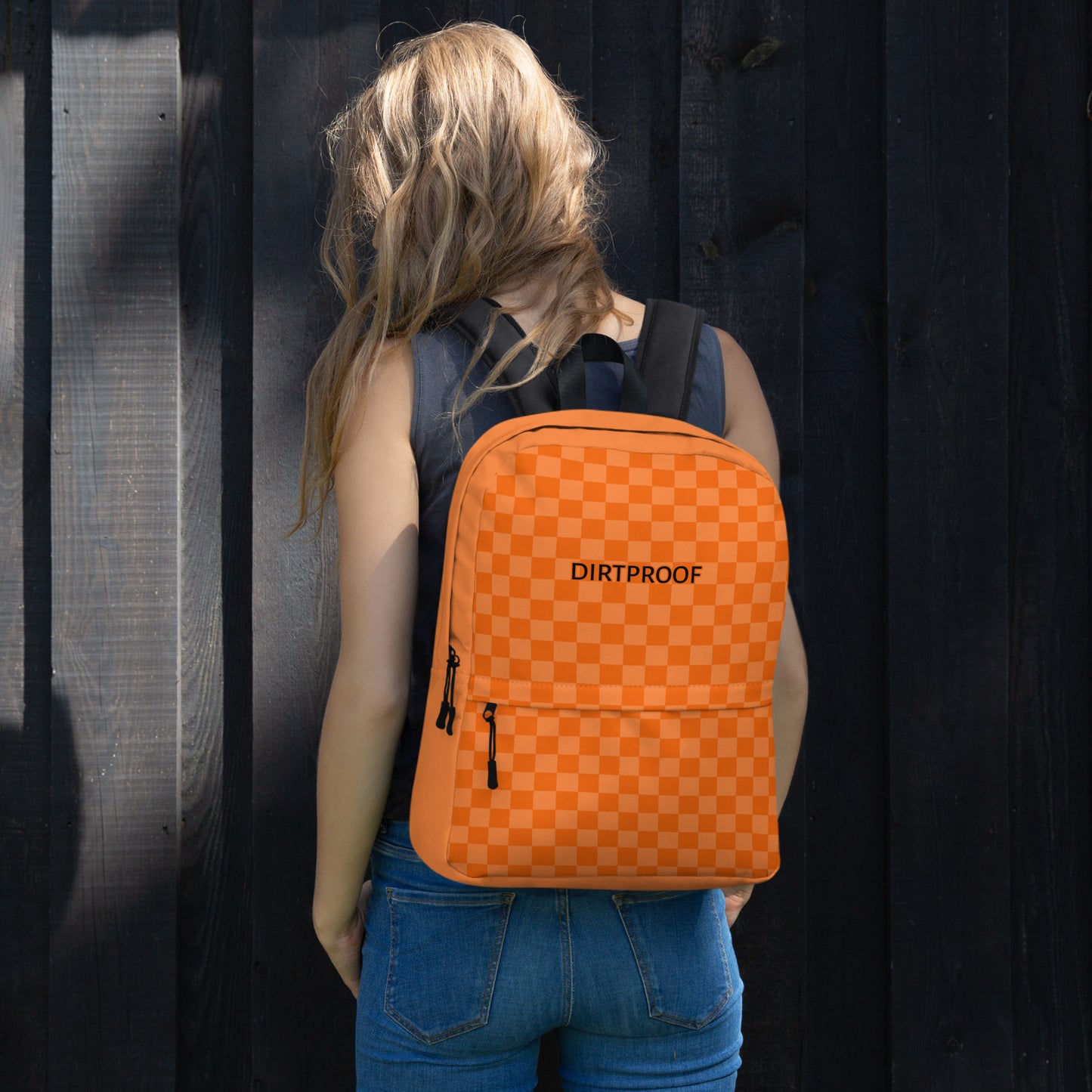 Orange Checkered Backpack